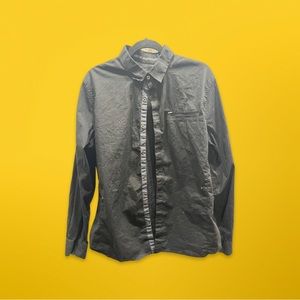 Mens Large Guess Black Dress Shirt